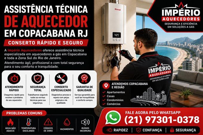 Assistência técnica de aquecedor em Copacabana RJ