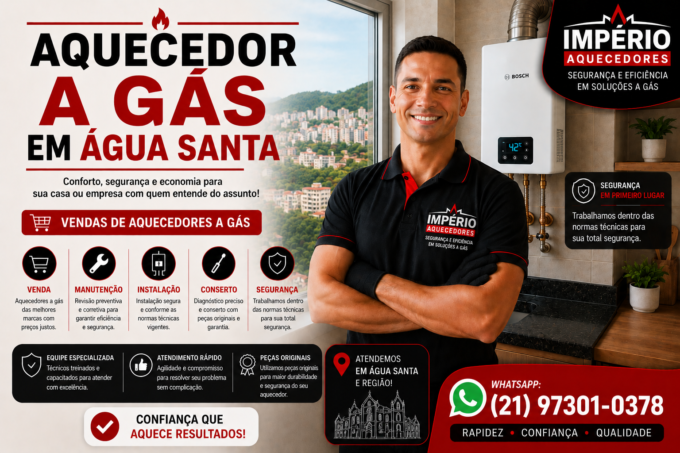 Aquecedor a gás em Água Santa RJ