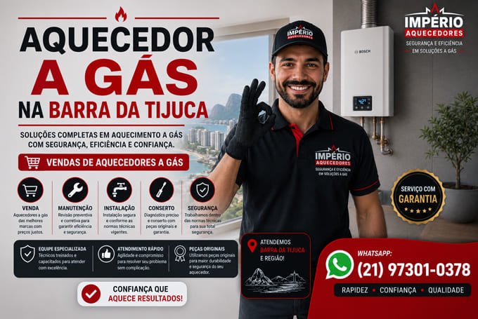 Aquecedor a gás na Barra da Tijuca RJ