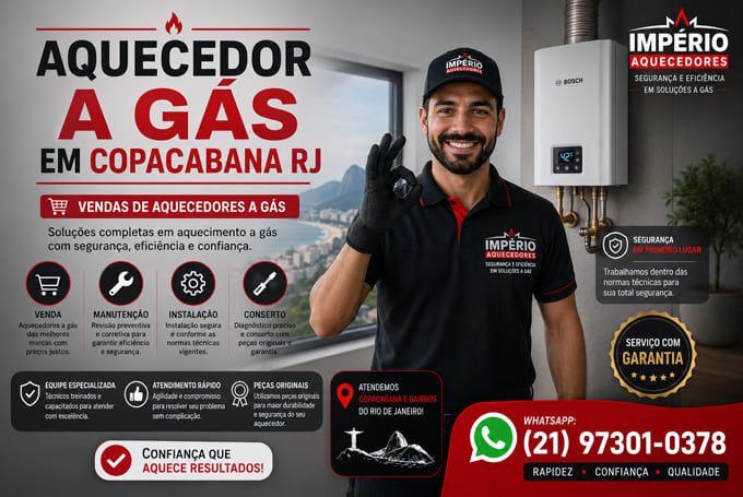 Aquecedor a gás em Copacabana RJ