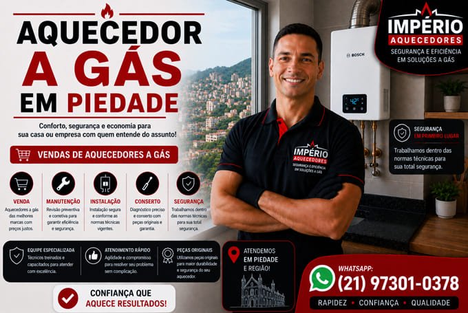 Aquecedor a gás em Piedade RJ