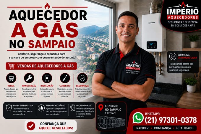 Aquecedor a gás no Sampaio RJ