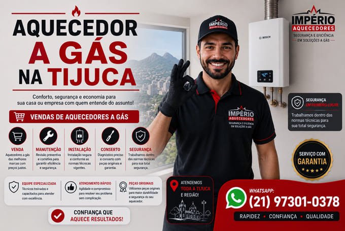 Aquecedor a gás na Tijuca RJ