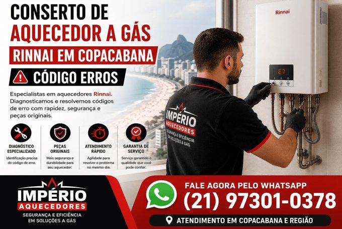 Conserto de aquecedor Rinnai em Copacabana