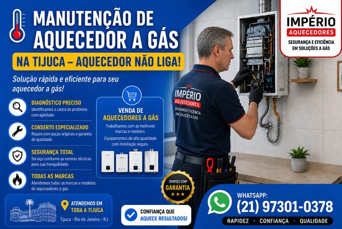 Aquecedor a gás não liga na Tijuca RJ