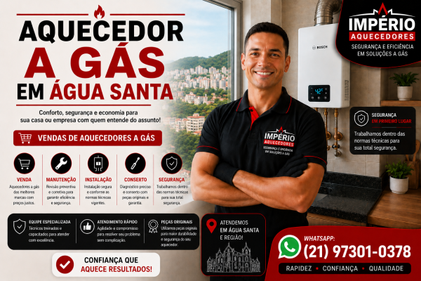 Aquecedor a gás em Água Santa RJ