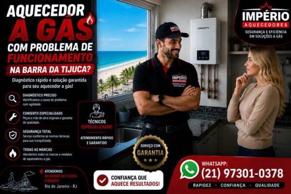 Aquecedor a gás com problema na Barra da Tijuca