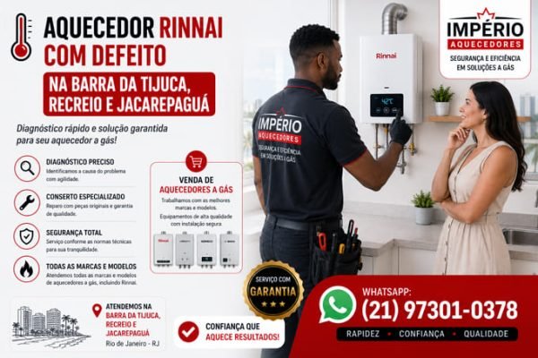 Aquecedor Rinnai com defeito no Rio de Janeiro