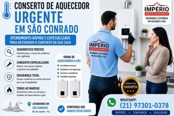 Conserto urgente de aquecedor em São Conrado