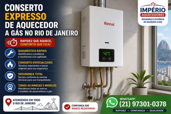 Conserto rápido de aquecedor a gás no Rio de Janeiro