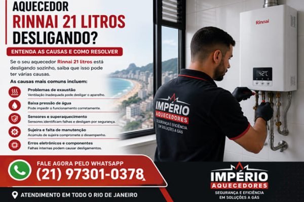 Aquecedor Rinnai 21 litros desligando